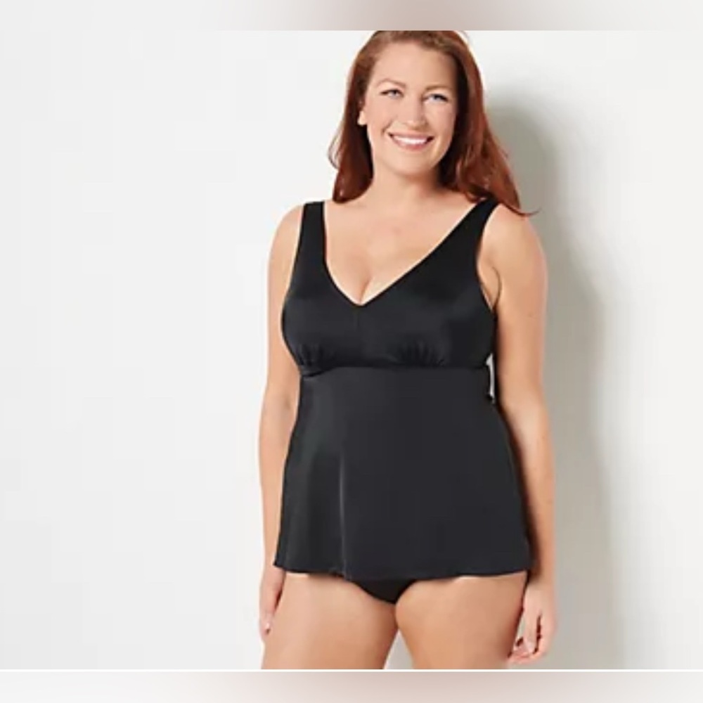 Kim Gravel x Swimsuits For All Flowy Tankini and Brief Set Solid Onyx Size 12